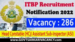 ITBP Recruitment Notification 2022: Apply Now For Head Constable, ASI & Stenographer Posts